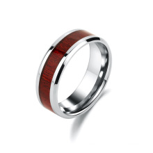 Fashion Jewelry Titanium Steel Inlaid Wood Rings Stainless Steel Ring Carbon Fiber Ring